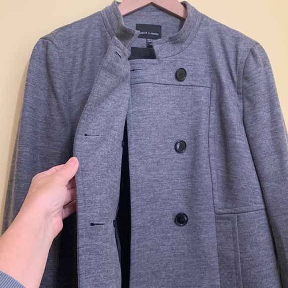 Judith & Charles | Heathered Gray Moto Button Down Lined Jacket Blazer 14 - Picture 16 of 17